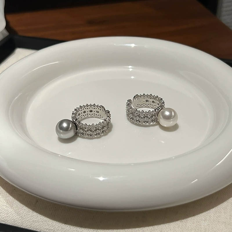 925 sterling silver pearl ring - silvery