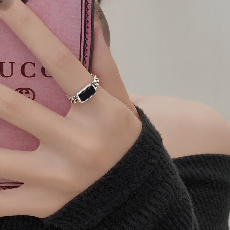 925 sterling silver black agate ring