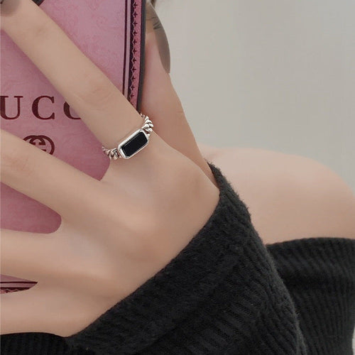 925 sterling silver black agate ring