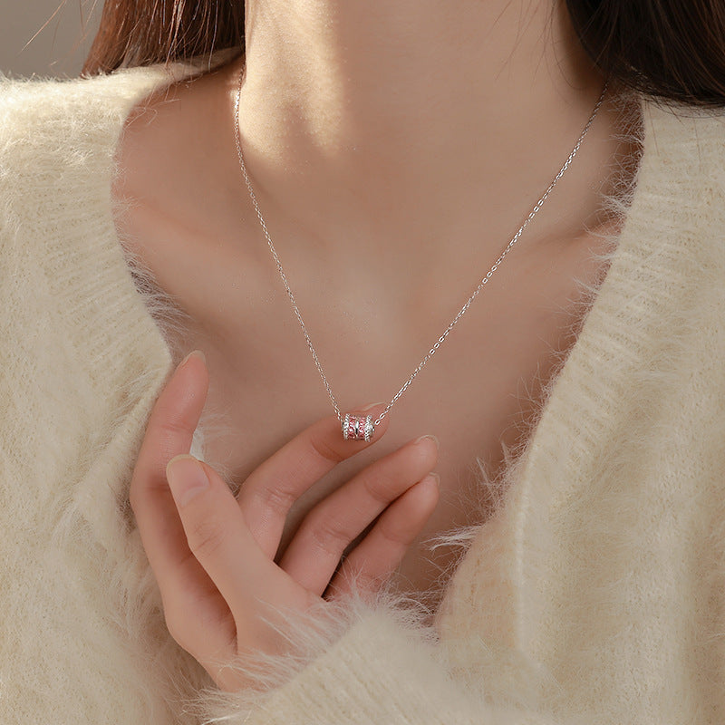 925 sterling silver zirconium pendant necklace - silvery