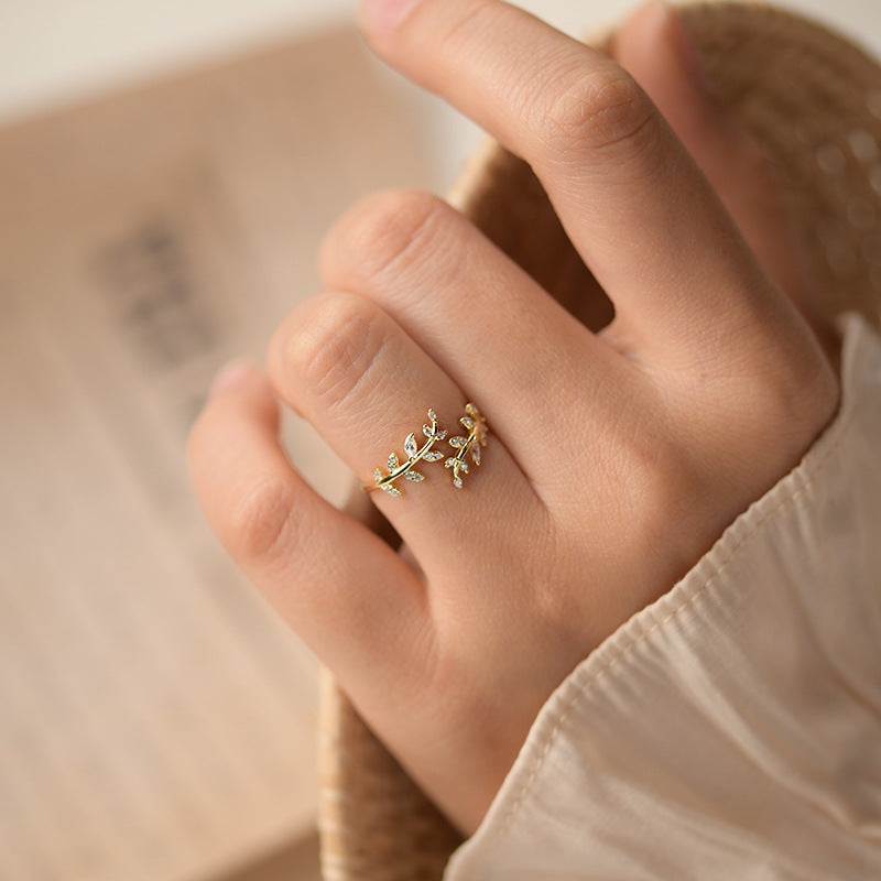 925 sterling silver leaf design ring