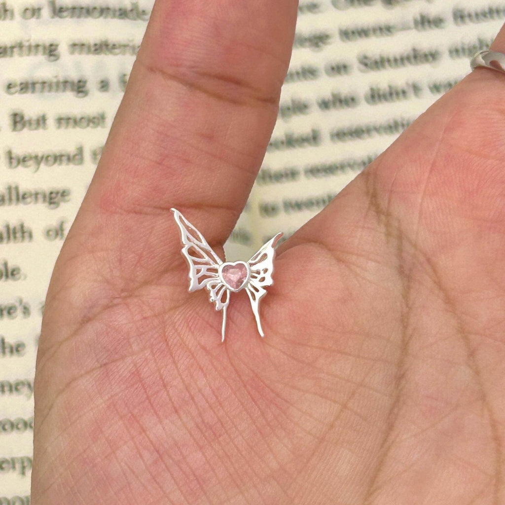925 sterling silver butterfly shaped earrings - silvery