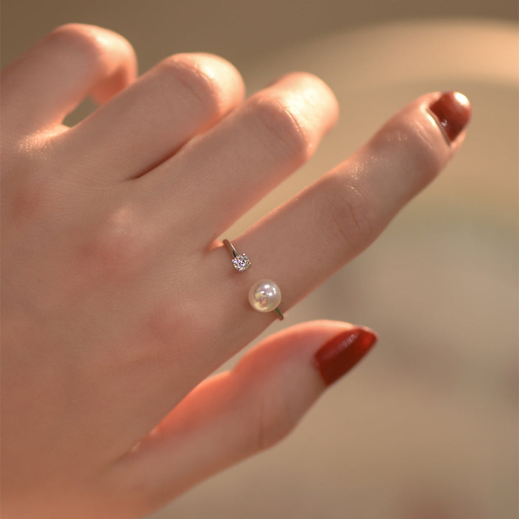S925 sterling silver freshwater pearl ring