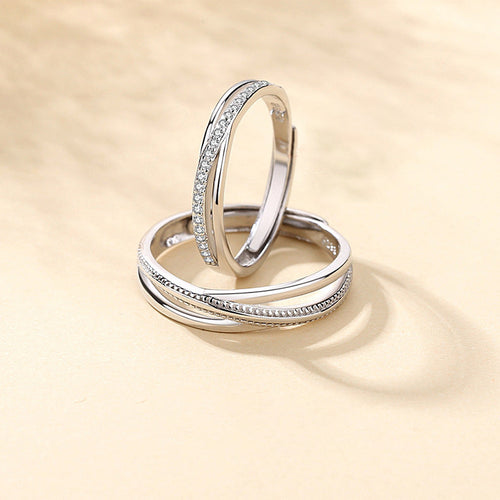 925 sterling silver couple ring - silvery