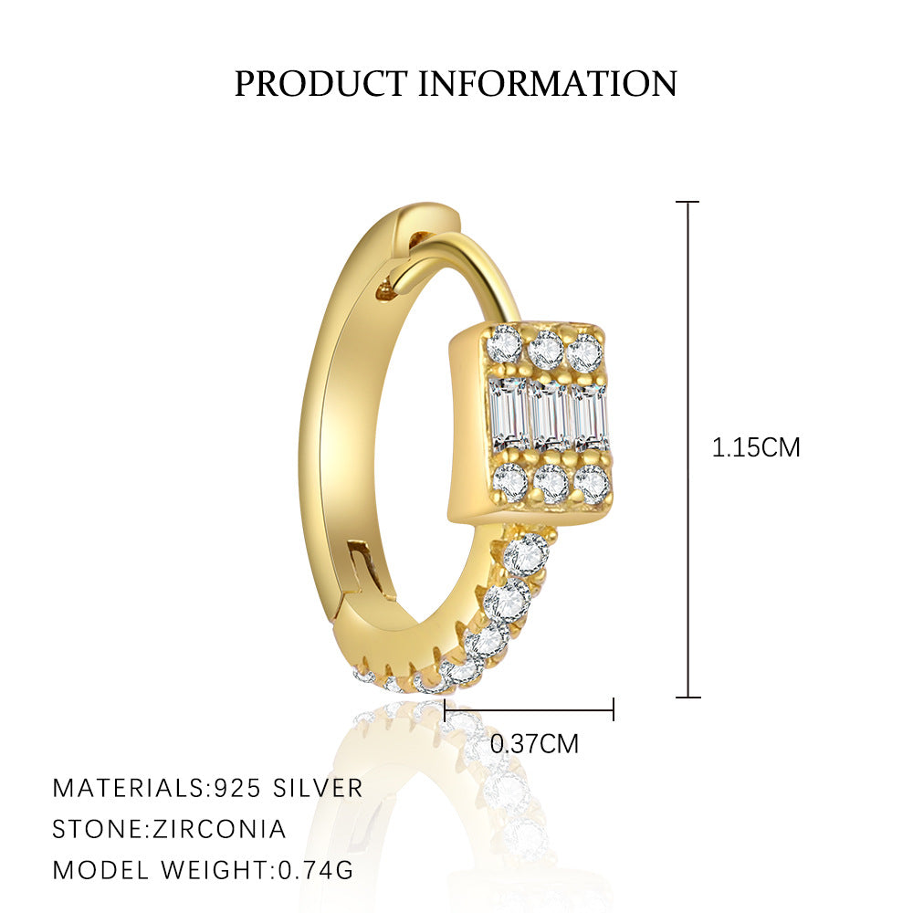 S925 Sterling Silver Square Zircon Earrings