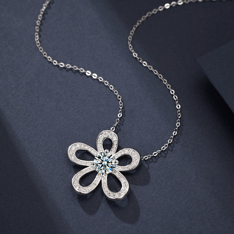 S925 Sterling Silver Moissanite Sunflower Necklace