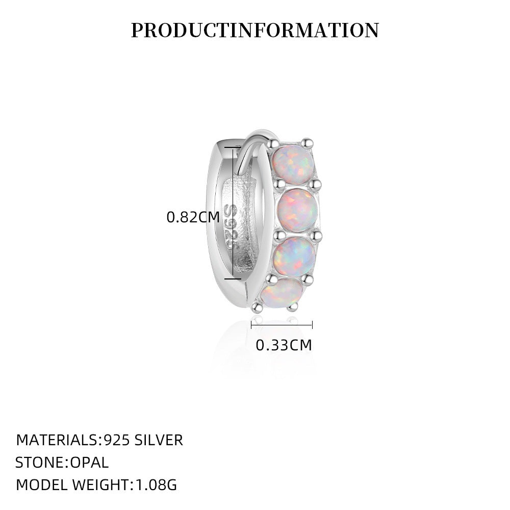 S925 Sterling Silver Opal and Zircon Earrings