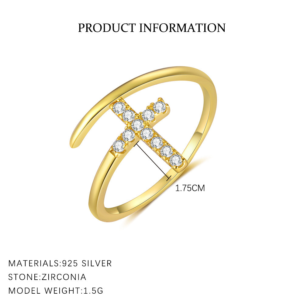 S925 Sterling Silver Open Ring with Zirconia