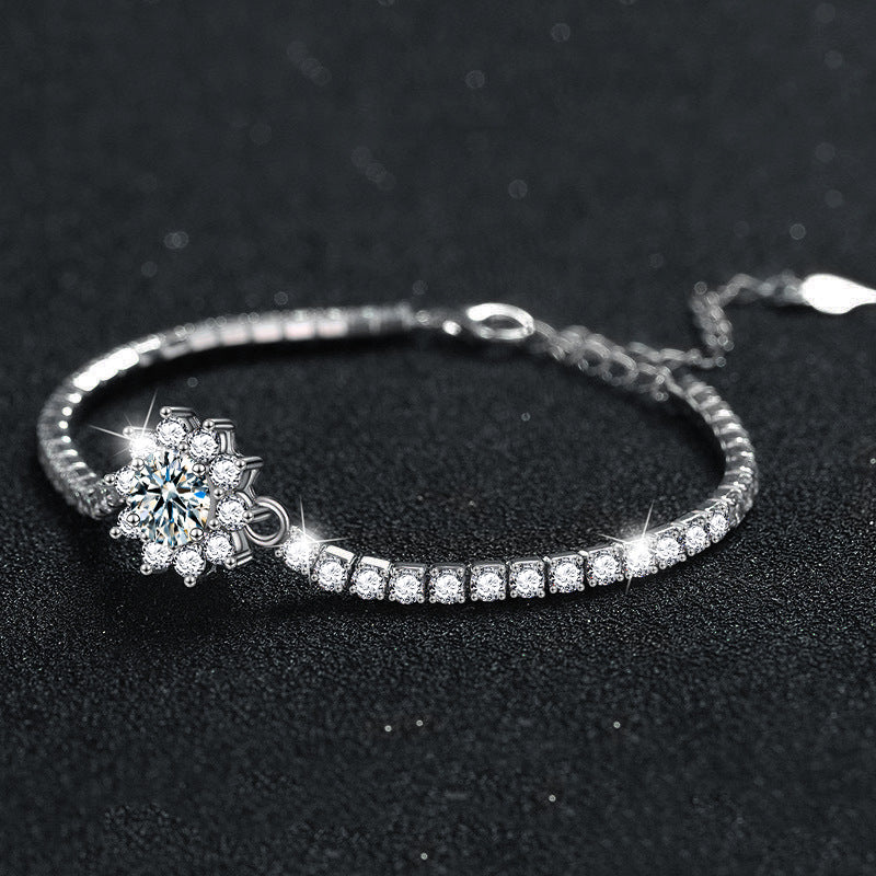 S925 Silver Moissanite Sunflower Bracelet