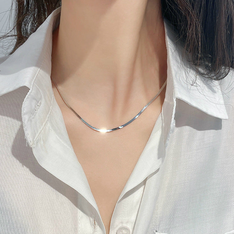 925 sterling silver snake bone chain necklace