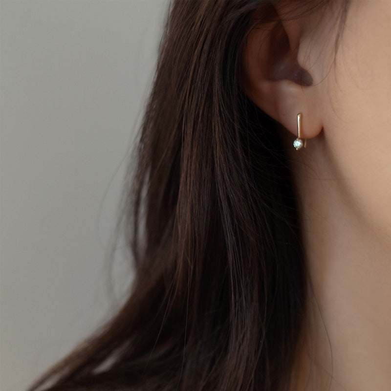 S925 Silver Sparkling Zirconia Earrings - Golden