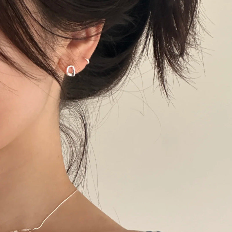 S925 pure silver geometric earrings - silvery