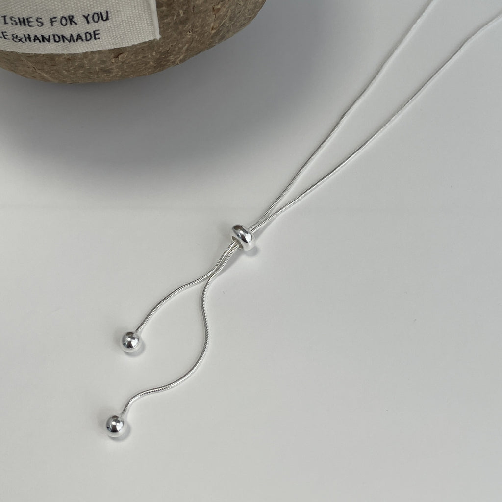 925 sterling silver tassel necklace - silvery