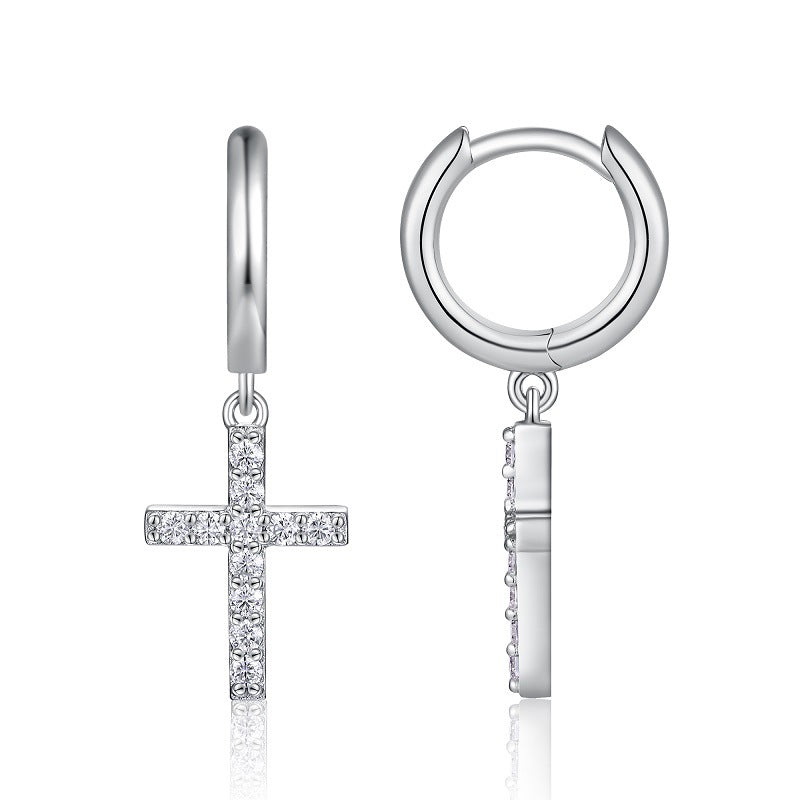 S925 Silver Moissanite Cross Earrings