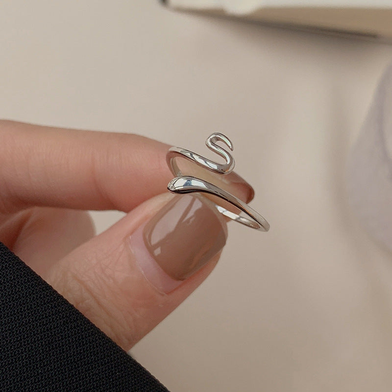 S925 Pure Silver Serpentine Ring - Silvery