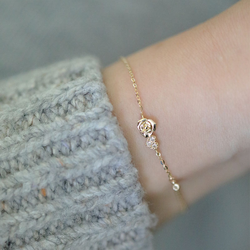 925 sterling silver rose bracelet - golden