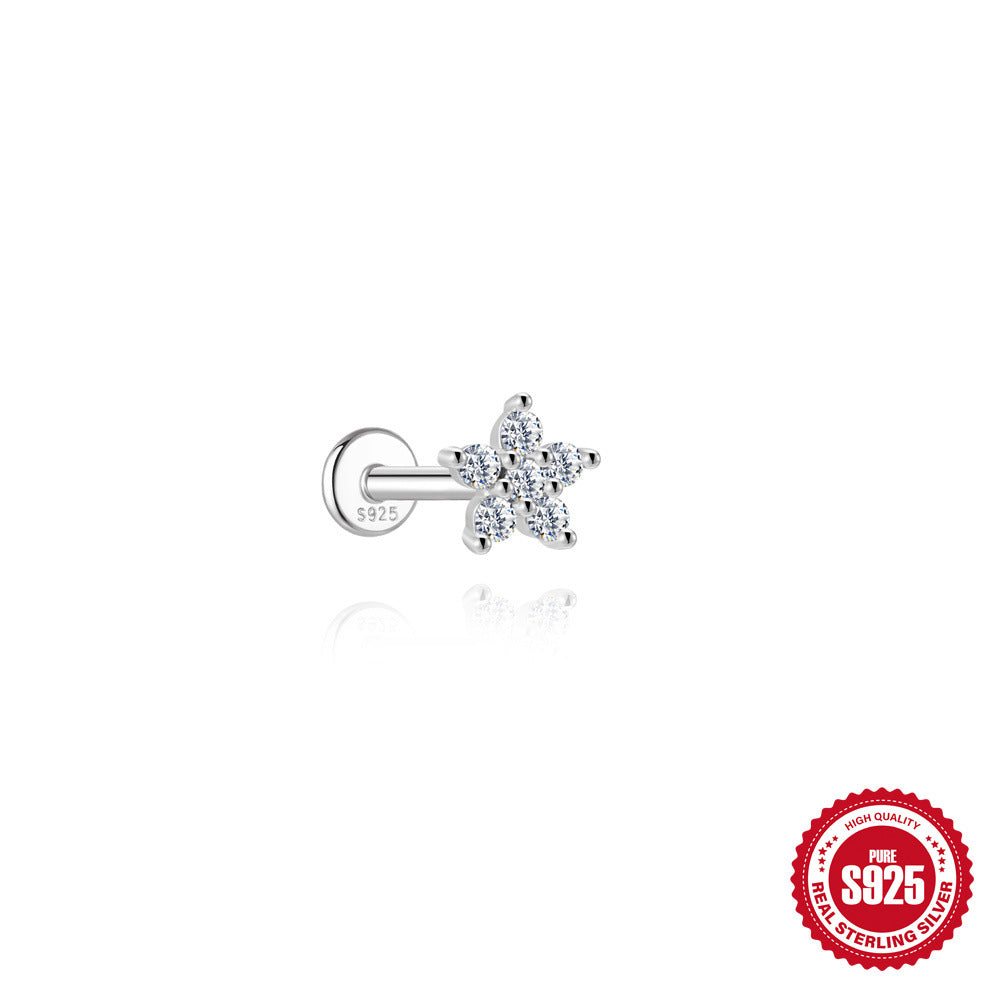 S925 Sterling Silver Square Star & Moon Moissanite Stud Earrings