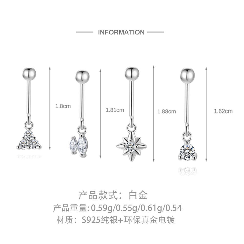 S925 Sterling Silver Bow Moissanite Flat-Back Threaded Cartilage Stud