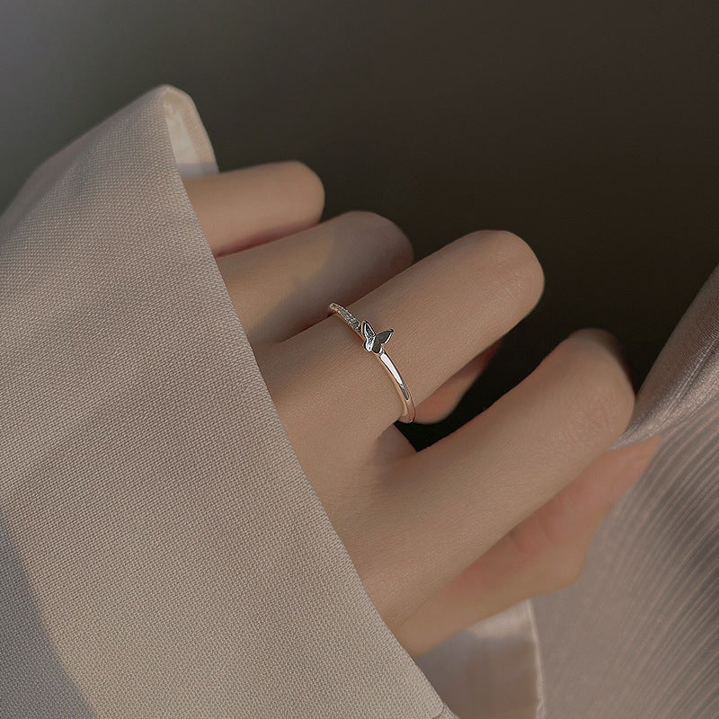 925 sterling silver butterfly ring - silvery
