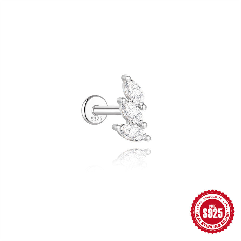 S925 Sterling Silver Spiral Cartilage Stud with Butterfly and Moissanite