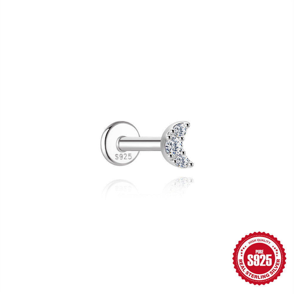 S925 Sterling Silver Hexagram Moissanite Threaded Cartilage Stud Earring