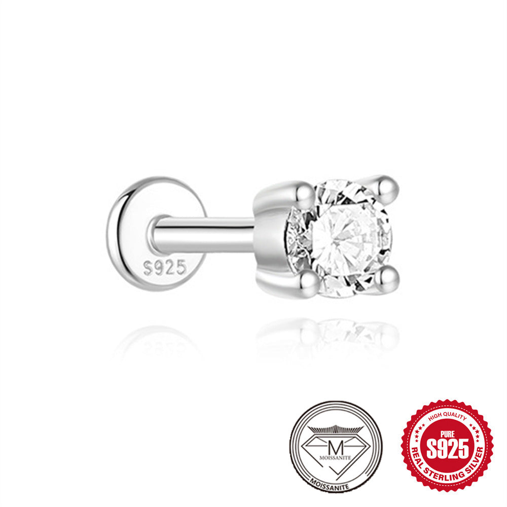S925 Sterling Silver Petal Stud Earrings with Crushed Moissanite