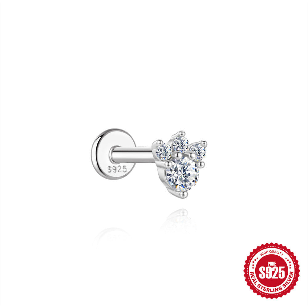 S925 Sterling Silver Moissanite Threaded Cartilage Stud