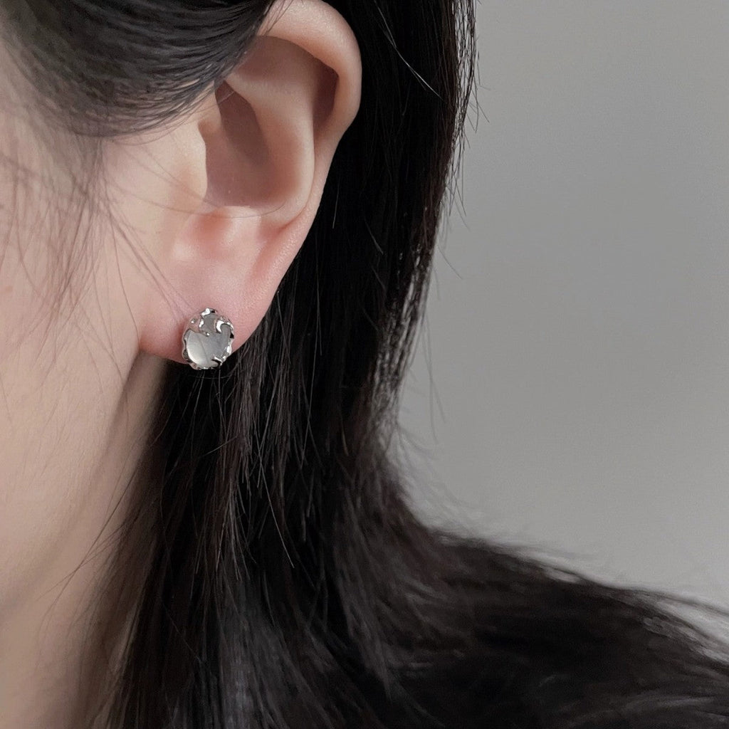 S925 sterling silver chalcedony earrings - silvery