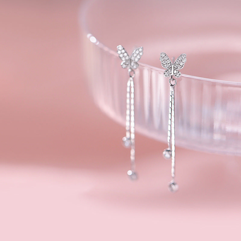 925 sterling silver long earrings - silvery