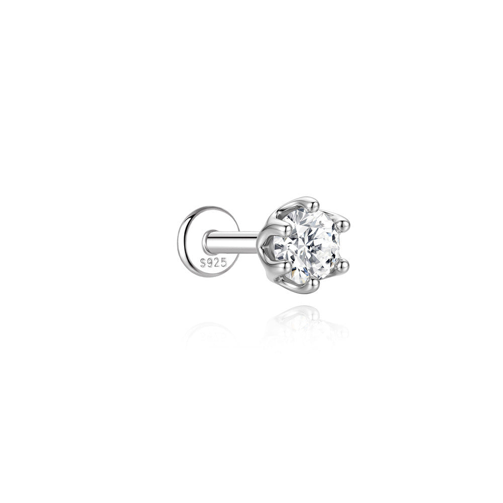 Authentic 925 Sterling Silver Geometric Earrings with D-Color Moissanite