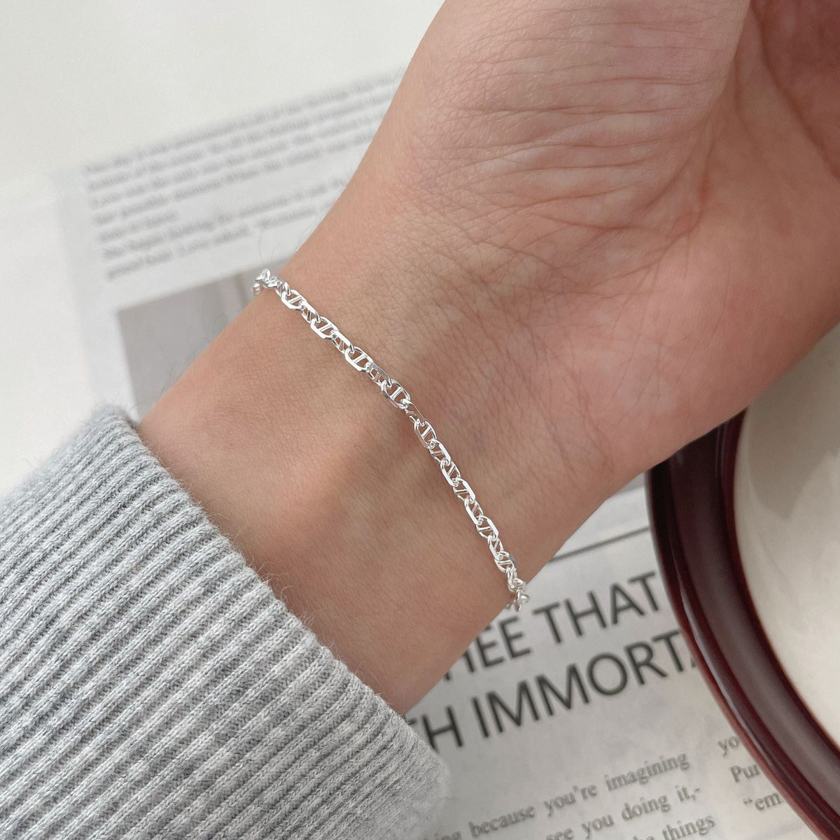 925 sterling silver bracelet - silvery