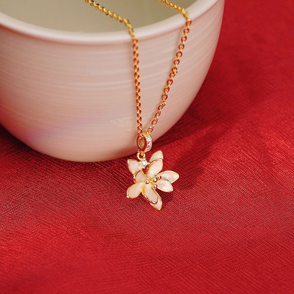 925 sterling silver lotus pendant necklace - golden
