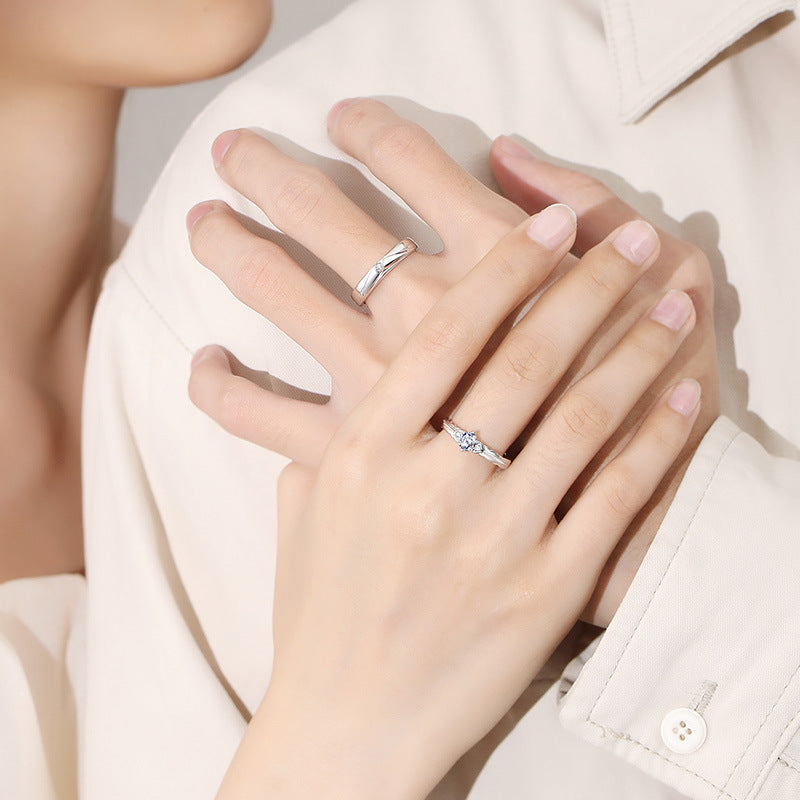 999 Silver Couple Ring - Silvery