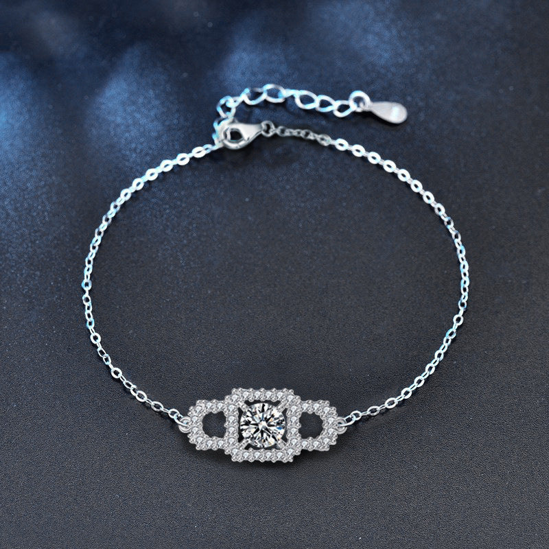 S925 Sterling Silver Square Moissanite Bracelet