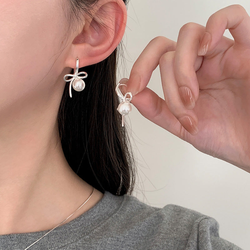925 sterling silver pearl ear buckle - silvery