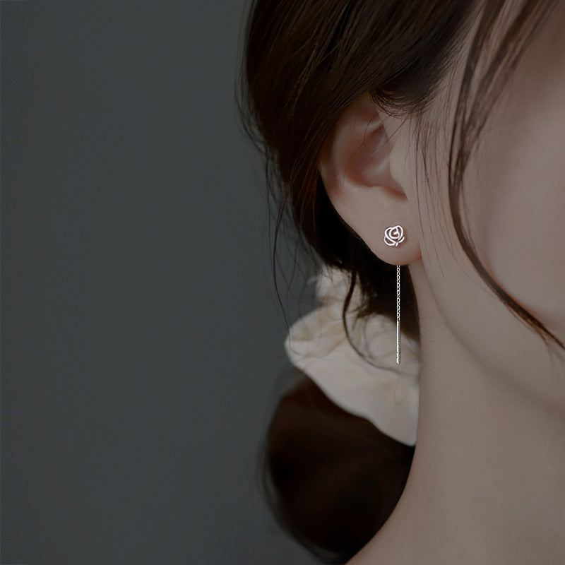 925 sterling silver rose ear string