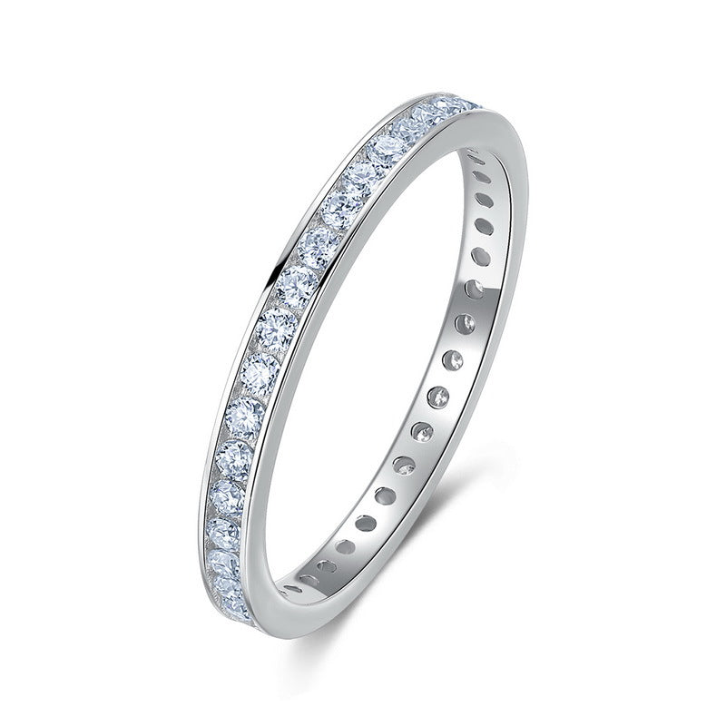 S925 Sterling Silver Thin-Band Moissanite Ring