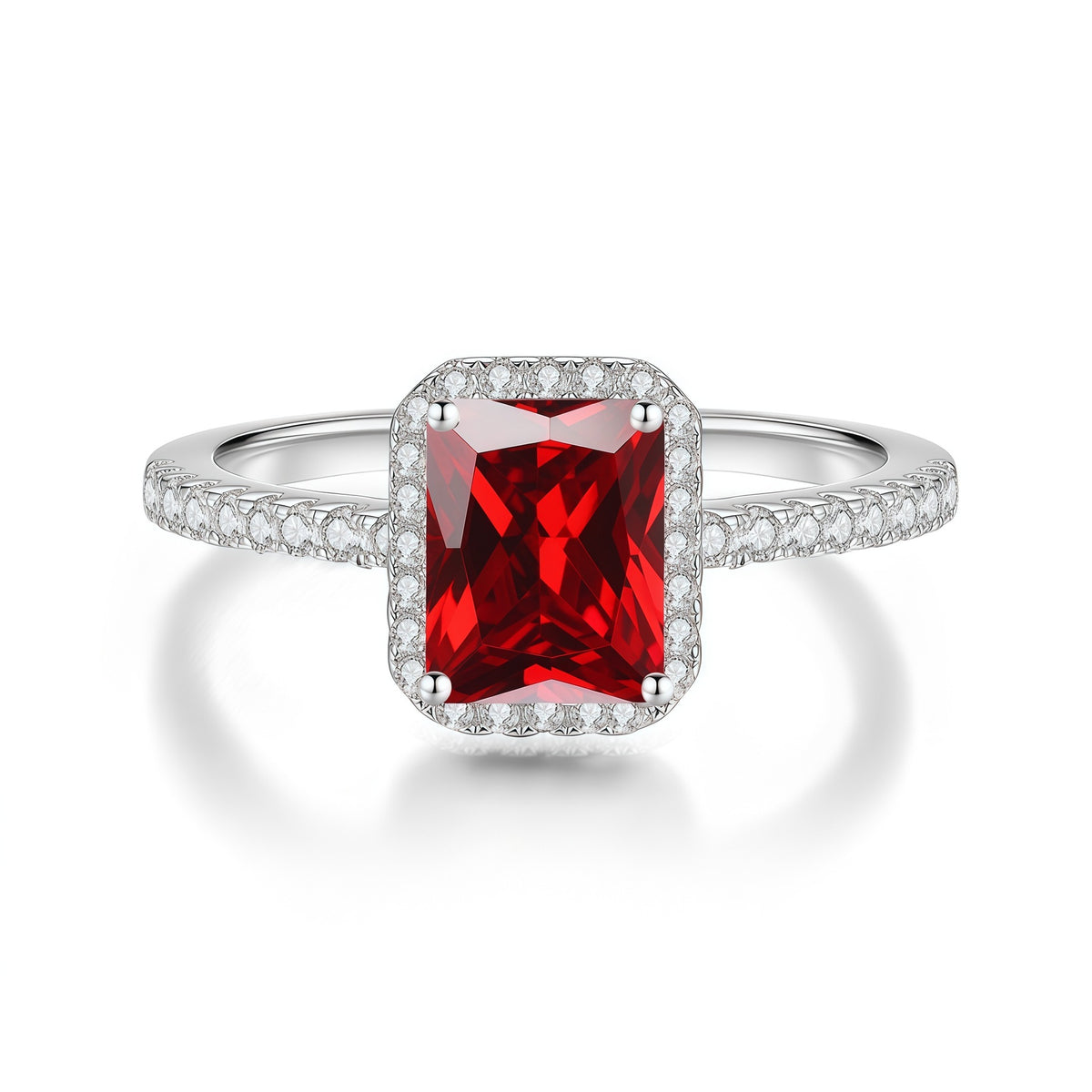 S925 Silver Rectangular D-Color Moissanite Ring