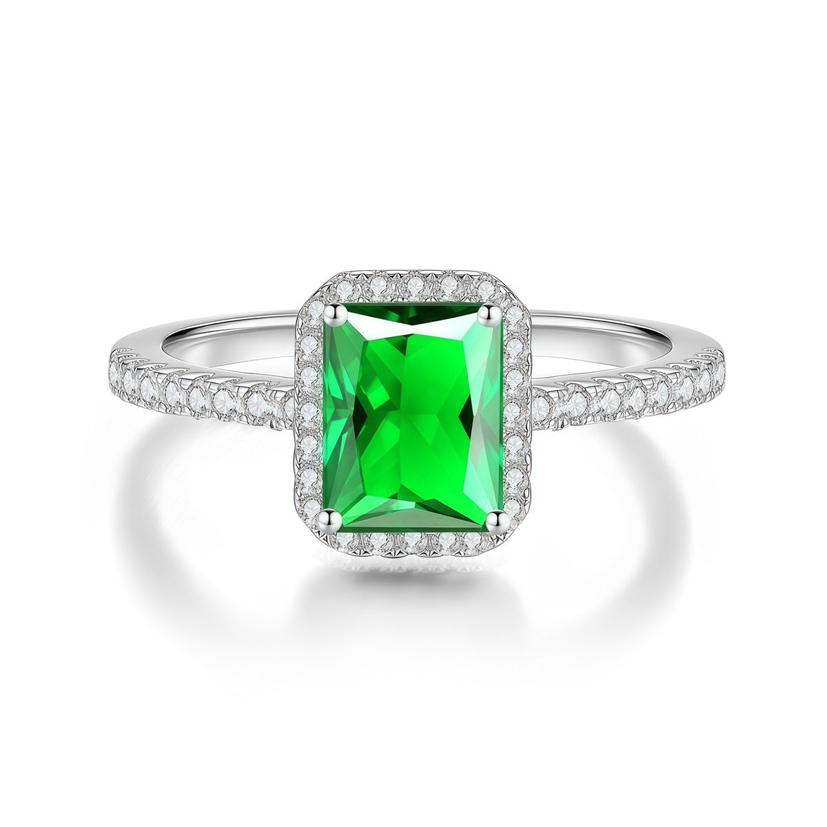 S925 Silver Rectangular D-Color Moissanite Ring