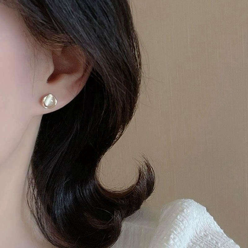 925 sterling silver cat eye stone earrings