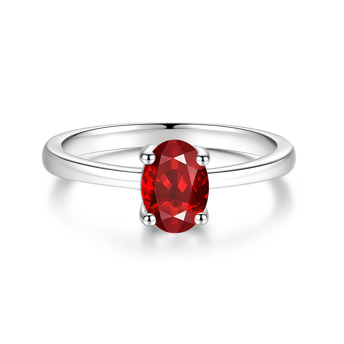 S925 Silver Oval-Shaped Ring with Colored Moissanite