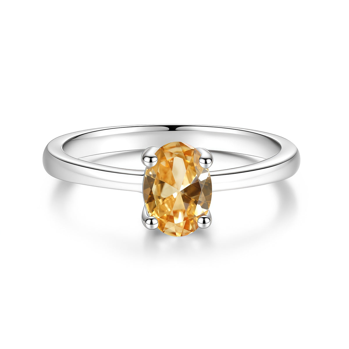 S925 Silver Oval-Shaped Ring with Colored Moissanite