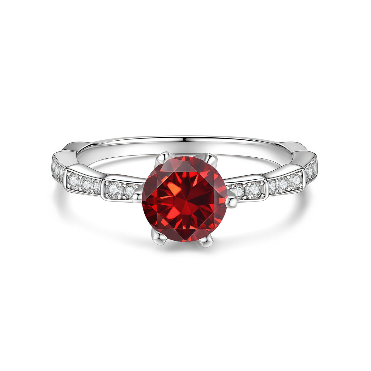 S925 Sterling Silver Snake Ring with Six-Prong Set Colored Moissanite