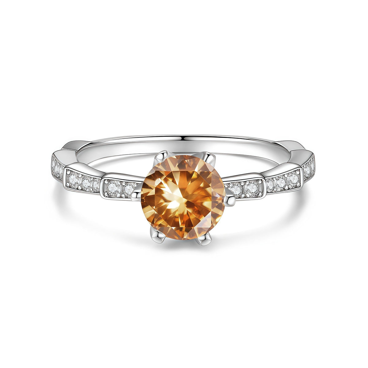 S925 Sterling Silver Snake Ring with Six-Prong Set Colored Moissanite
