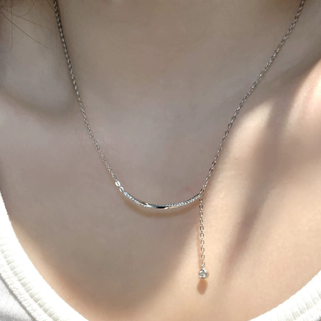 925 sterling silver smile tassel necklace - silvery