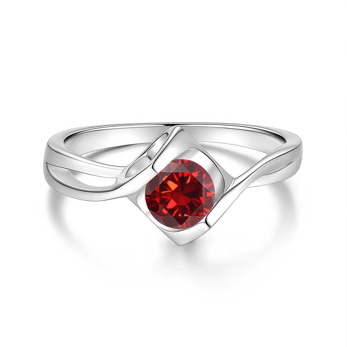 S925 Twisted Ring with Colored Moissanite