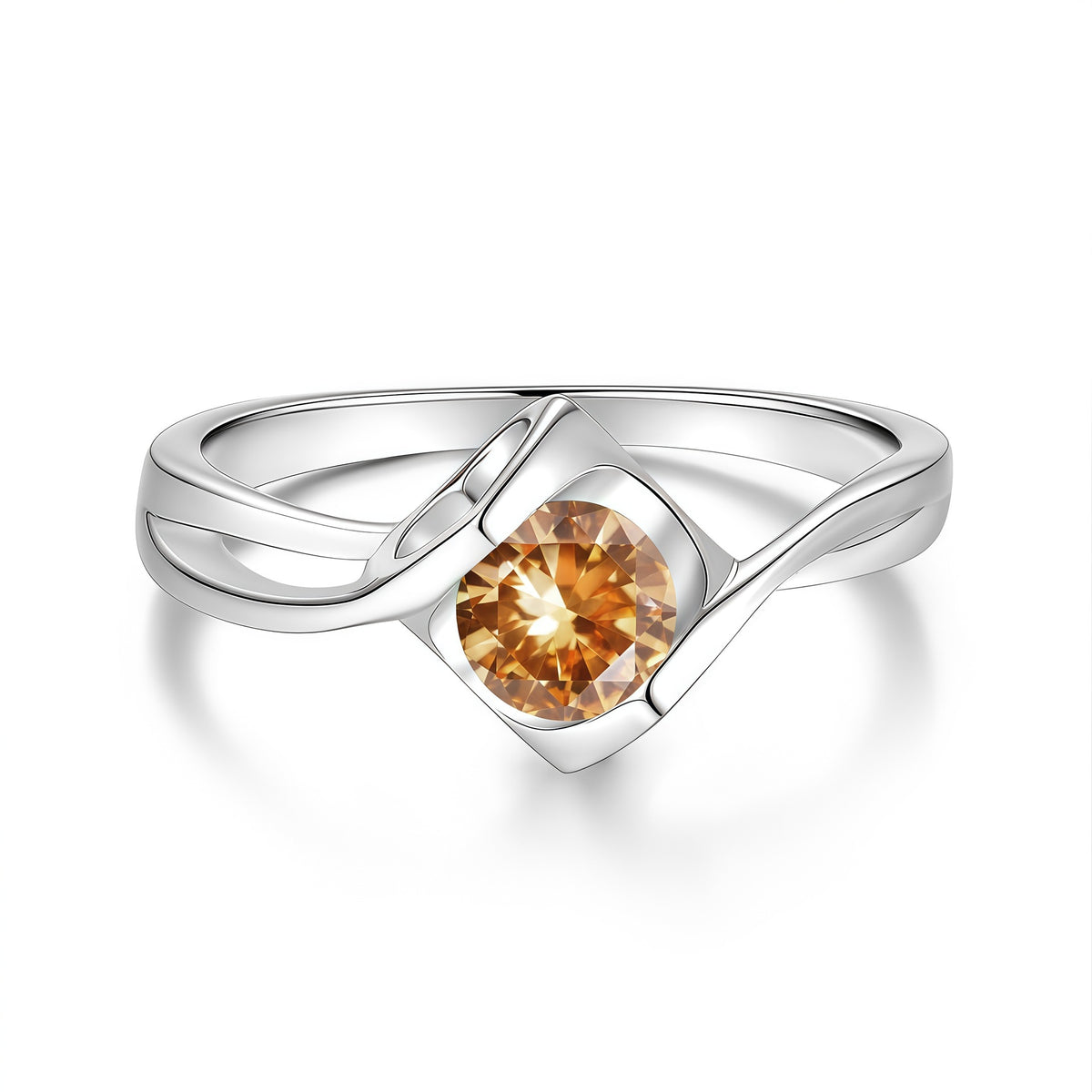 S925 Twisted Ring with Colored Moissanite