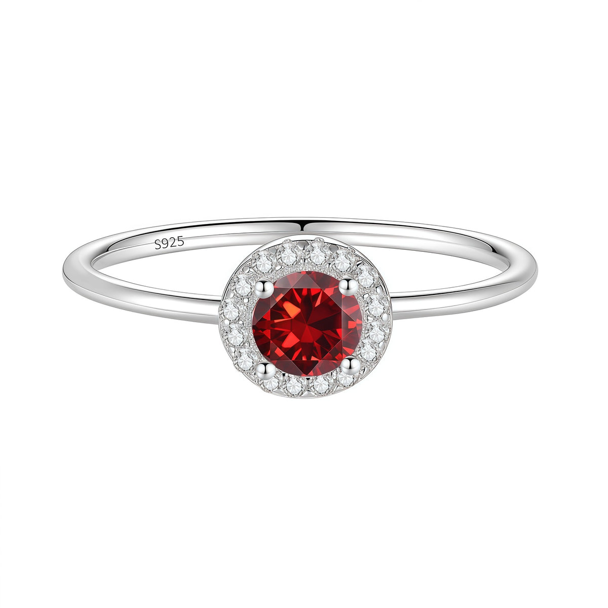 S925 Silver Round Ring with Colored Moissanite
