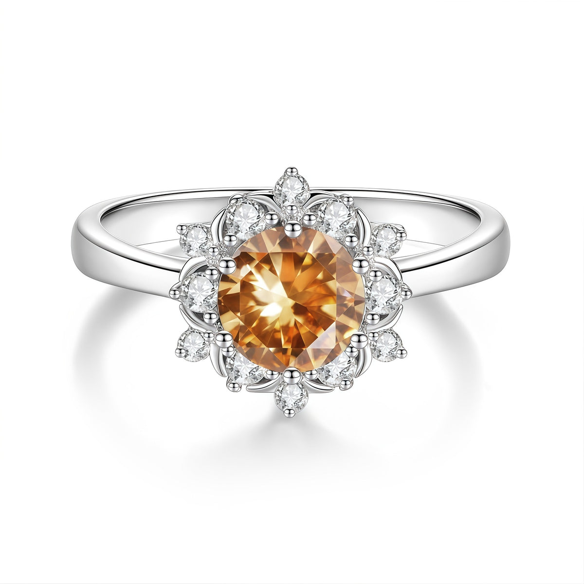 S925 Silver Ring with Colored Moissanite