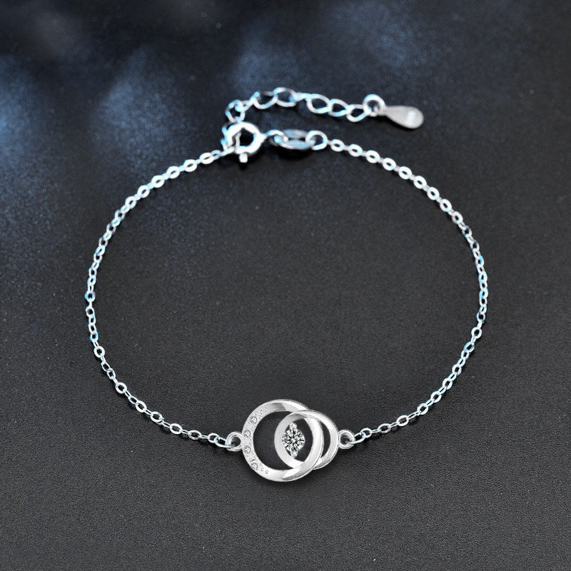 925 Sterling Silver Moissanite Interlocking Bracelet